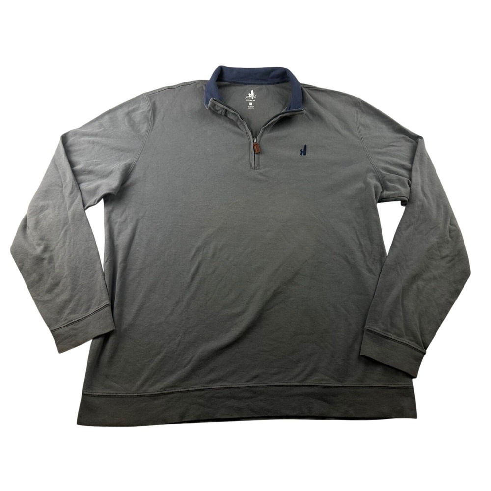 Johnnie-O Sweater Men XXL Gray Regular 1/4 Zip 100% Cotton Pullover Golf Work